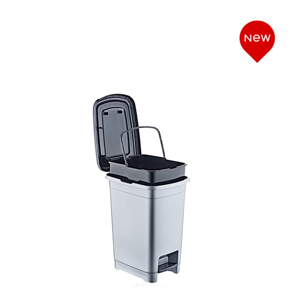 01 1136-10 lt SLIM STEP ON TRASH CAN WITH INNER BUCKET