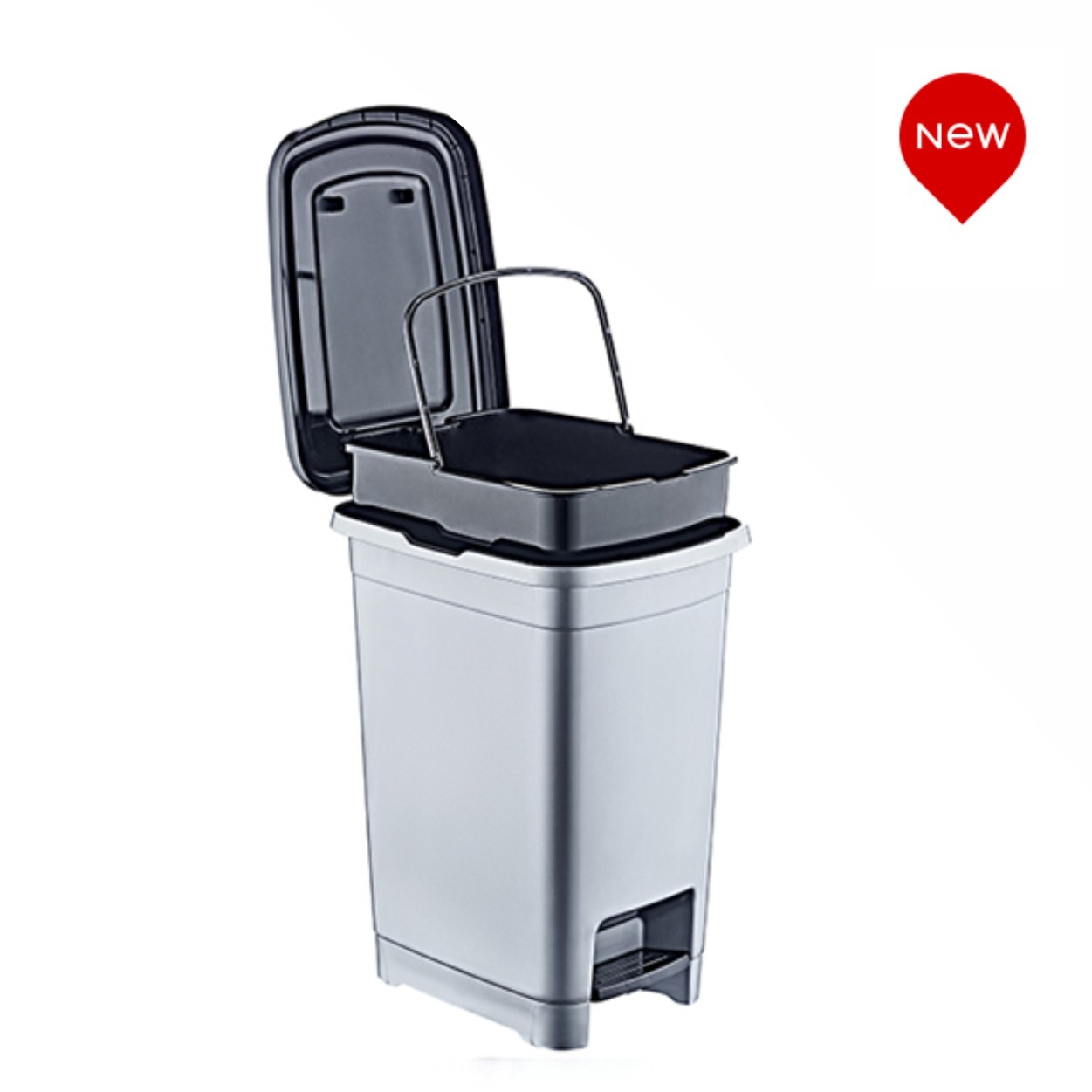 01 1138-25 lt SLIM STEP ON TRASH CAN WITH INNER BUCKET