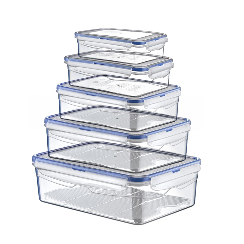 02 1481- RECT. AIRTIGHT STORAGE BOX SET OF 5 (0,4+0,8+1,4+2,6+4,3 LT)	8694064003958	L 22	W30	H9.3