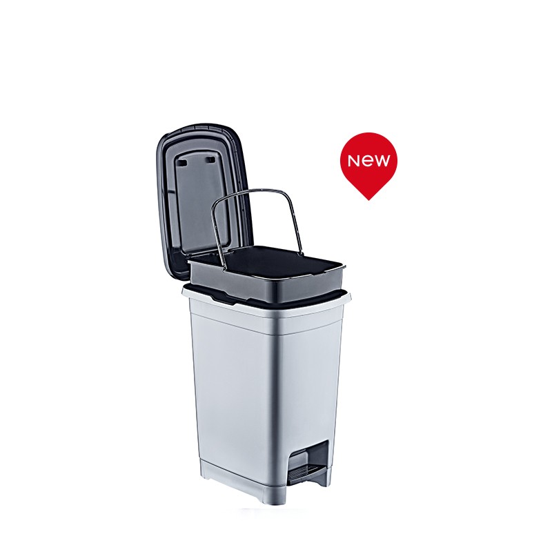 01 1137-15 lt SLIM STEP ON TRASH CAN WITH INNER BUCKET