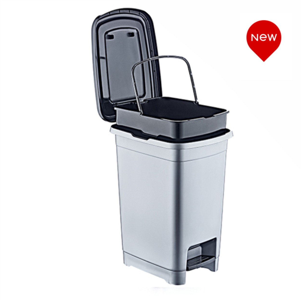 01 1139-40 lt SLIM STEP ON TRASH CAN WITH INNER BUCKET