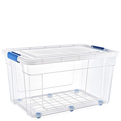 02 1244 - 	 Clear Latching		90 LT Glassy LOCKED STORAGE BOX WITH WHEEL	L47.1	W69.2	H40.3